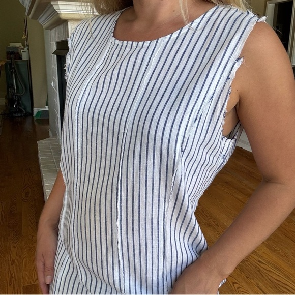 For Cynthia Lagenlook Casual Maxi Dress White with Stripes Size L Minimalistic - Picture 7 of 7